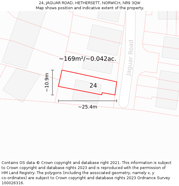 24, JAGUAR ROAD, HETHERSETT, NORWICH, NR9 3QW: Plot and title map