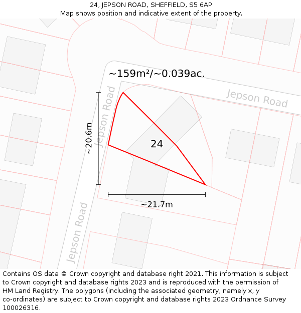 24, JEPSON ROAD, SHEFFIELD, S5 6AP: Plot and title map