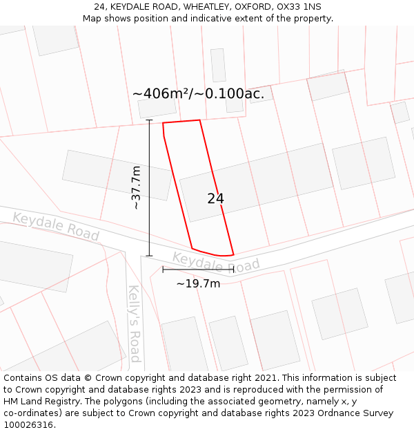 24, KEYDALE ROAD, WHEATLEY, OXFORD, OX33 1NS: Plot and title map