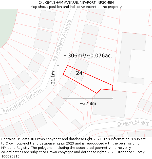 24, KEYNSHAM AVENUE, NEWPORT, NP20 4EH: Plot and title map