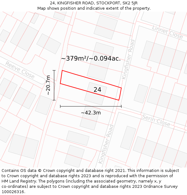 24, KINGFISHER ROAD, STOCKPORT, SK2 5JR: Plot and title map