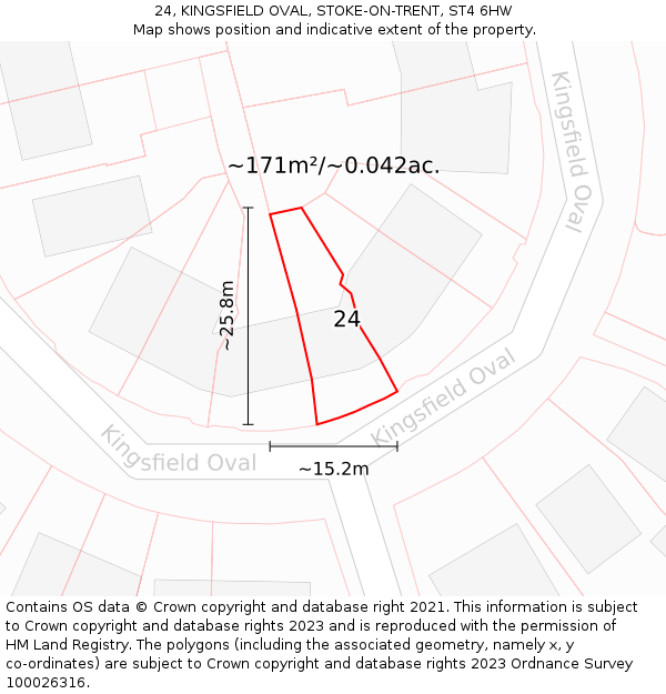 24, KINGSFIELD OVAL, STOKE-ON-TRENT, ST4 6HW: Plot and title map