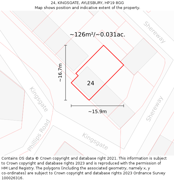 24, KINGSGATE, AYLESBURY, HP19 8GG: Plot and title map