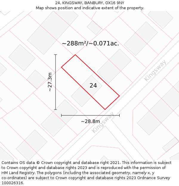 24, KINGSWAY, BANBURY, OX16 9NY: Plot and title map