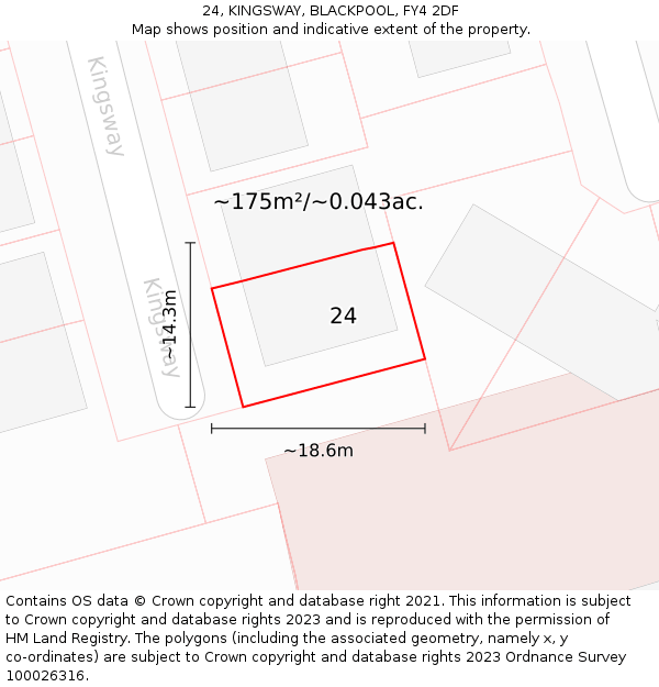 24, KINGSWAY, BLACKPOOL, FY4 2DF: Plot and title map