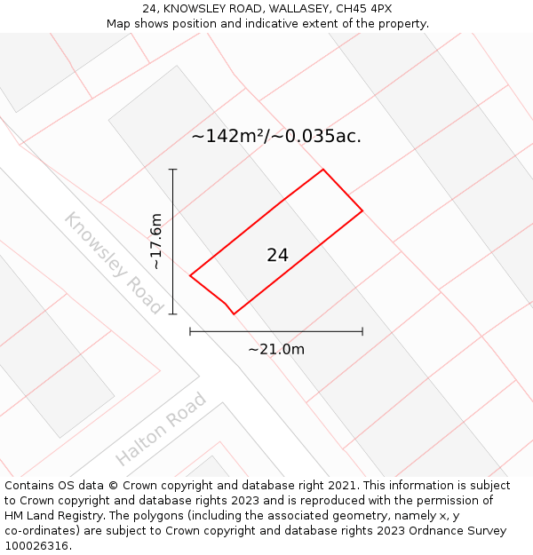 24, KNOWSLEY ROAD, WALLASEY, CH45 4PX: Plot and title map