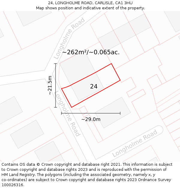 24, LONGHOLME ROAD, CARLISLE, CA1 3HU: Plot and title map