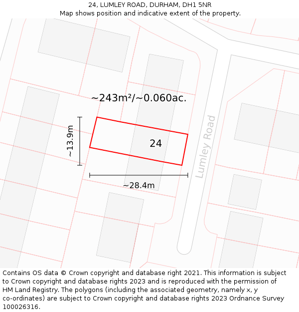 24, LUMLEY ROAD, DURHAM, DH1 5NR: Plot and title map