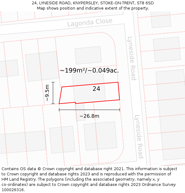 24, LYNESIDE ROAD, KNYPERSLEY, STOKE-ON-TRENT, ST8 6SD: Plot and title map