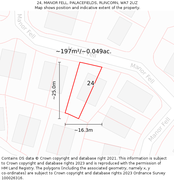 24, MANOR FELL, PALACEFIELDS, RUNCORN, WA7 2UZ: Plot and title map