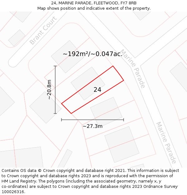 24, MARINE PARADE, FLEETWOOD, FY7 8RB: Plot and title map