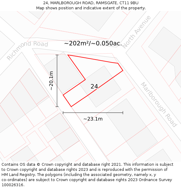 24, MARLBOROUGH ROAD, RAMSGATE, CT11 9BU: Plot and title map