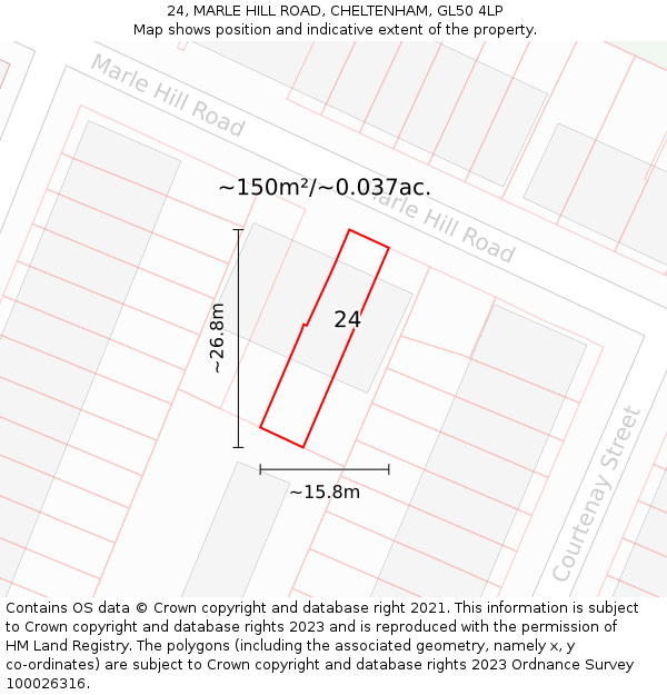 24, MARLE HILL ROAD, CHELTENHAM, GL50 4LP: Plot and title map