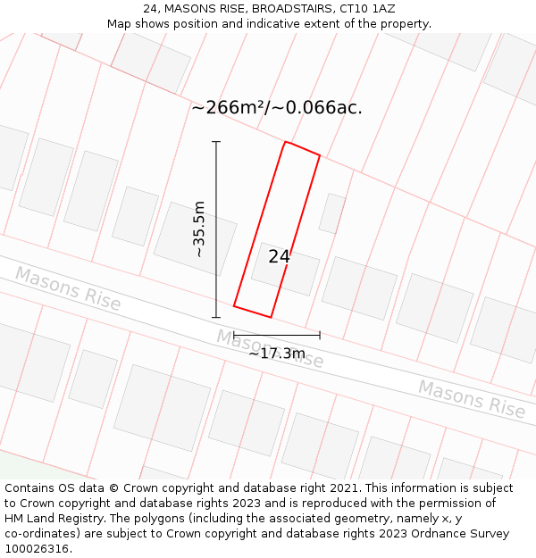 24, MASONS RISE, BROADSTAIRS, CT10 1AZ: Plot and title map