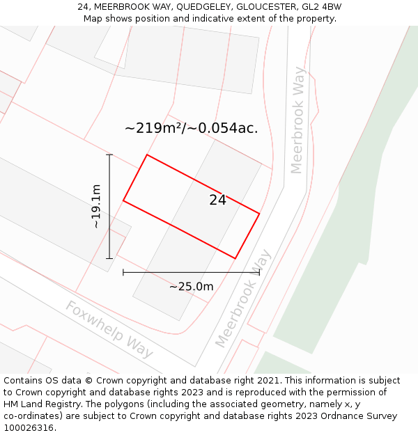 24, MEERBROOK WAY, QUEDGELEY, GLOUCESTER, GL2 4BW: Plot and title map