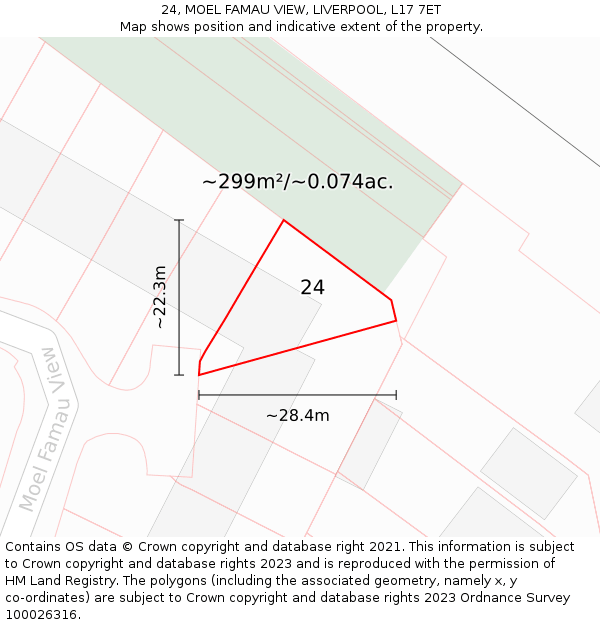 24, MOEL FAMAU VIEW, LIVERPOOL, L17 7ET: Plot and title map