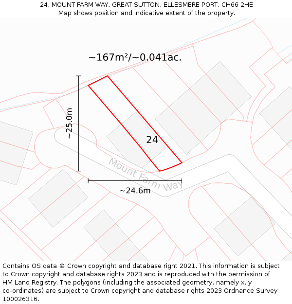 24, MOUNT FARM WAY, GREAT SUTTON, ELLESMERE PORT, CH66 2HE: Plot and title map