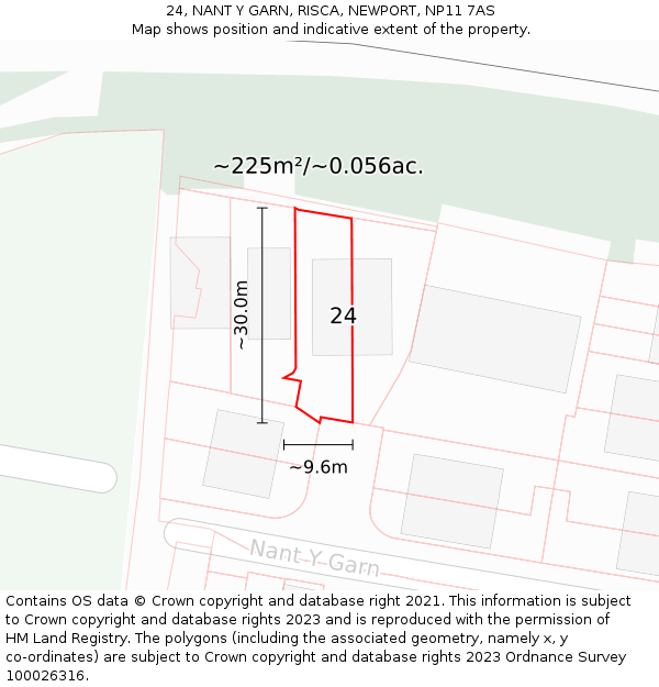 24, NANT Y GARN, RISCA, NEWPORT, NP11 7AS: Plot and title map