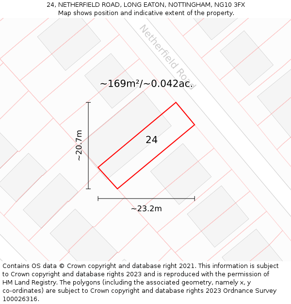 24, NETHERFIELD ROAD, LONG EATON, NOTTINGHAM, NG10 3FX: Plot and title map