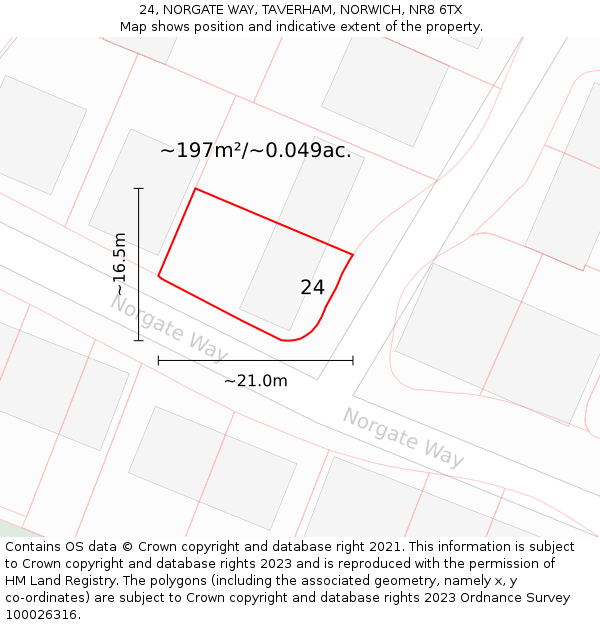 24, NORGATE WAY, TAVERHAM, NORWICH, NR8 6TX: Plot and title map