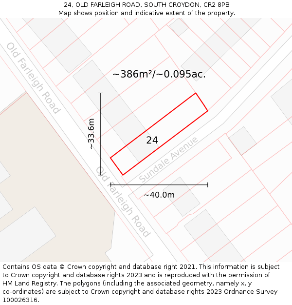 24, OLD FARLEIGH ROAD, SOUTH CROYDON, CR2 8PB: Plot and title map