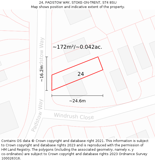 24, PADSTOW WAY, STOKE-ON-TRENT, ST4 8SU: Plot and title map