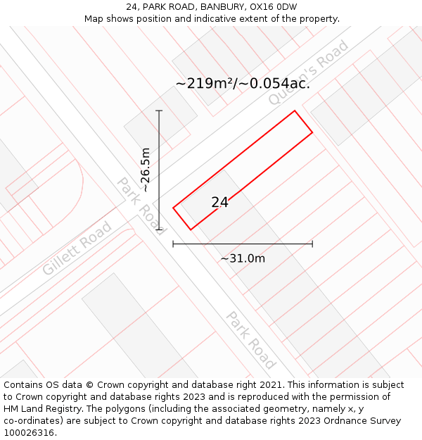 24, PARK ROAD, BANBURY, OX16 0DW: Plot and title map