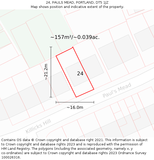 24, PAULS MEAD, PORTLAND, DT5 1JZ: Plot and title map