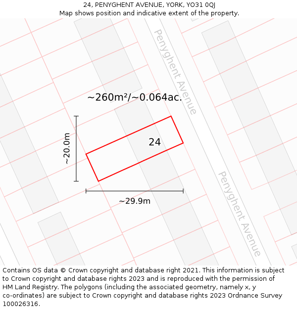 24, PENYGHENT AVENUE, YORK, YO31 0QJ: Plot and title map