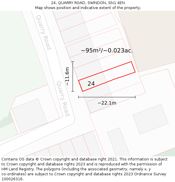 24, QUARRY ROAD, SWINDON, SN1 4EN: Plot and title map