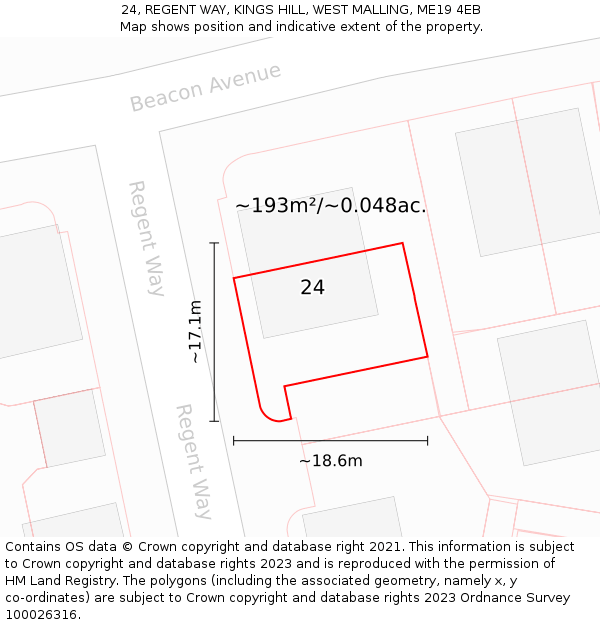 24, REGENT WAY, KINGS HILL, WEST MALLING, ME19 4EB: Plot and title map