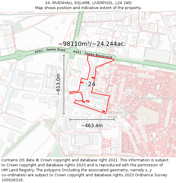 24, RIVENHALL SQUARE, LIVERPOOL, L24 1WD: Plot and title map