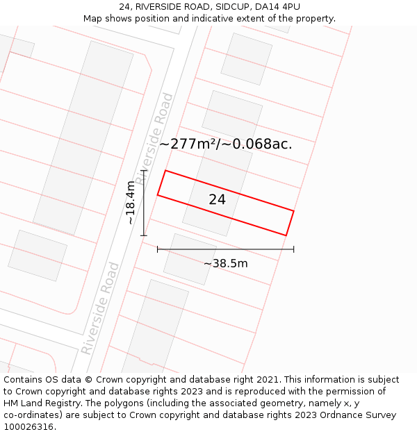 24, RIVERSIDE ROAD, SIDCUP, DA14 4PU: Plot and title map