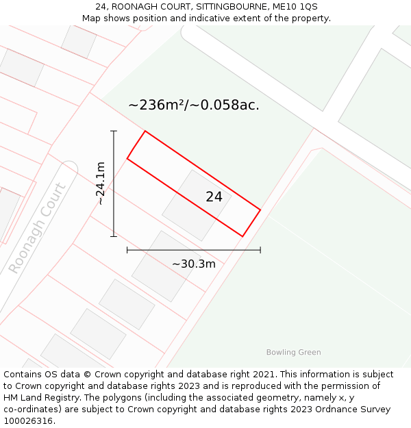 24, ROONAGH COURT, SITTINGBOURNE, ME10 1QS: Plot and title map