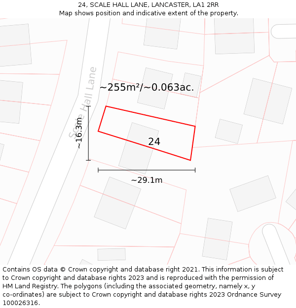 24, SCALE HALL LANE, LANCASTER, LA1 2RR: Plot and title map