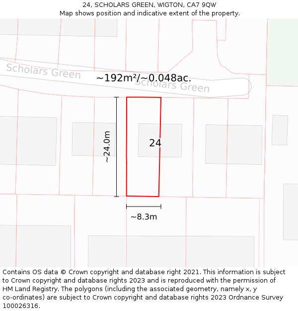 24, SCHOLARS GREEN, WIGTON, CA7 9QW: Plot and title map