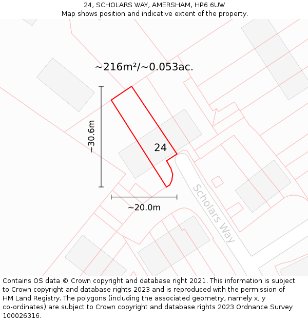 24, SCHOLARS WAY, AMERSHAM, HP6 6UW: Plot and title map