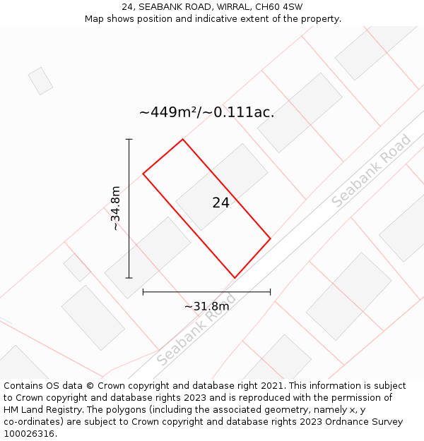 24, SEABANK ROAD, WIRRAL, CH60 4SW: Plot and title map