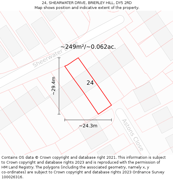 24, SHEARWATER DRIVE, BRIERLEY HILL, DY5 2RD: Plot and title map