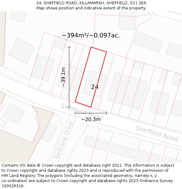 24, SHEFFIELD ROAD, KILLAMARSH, SHEFFIELD, S21 2EA: Plot and title map