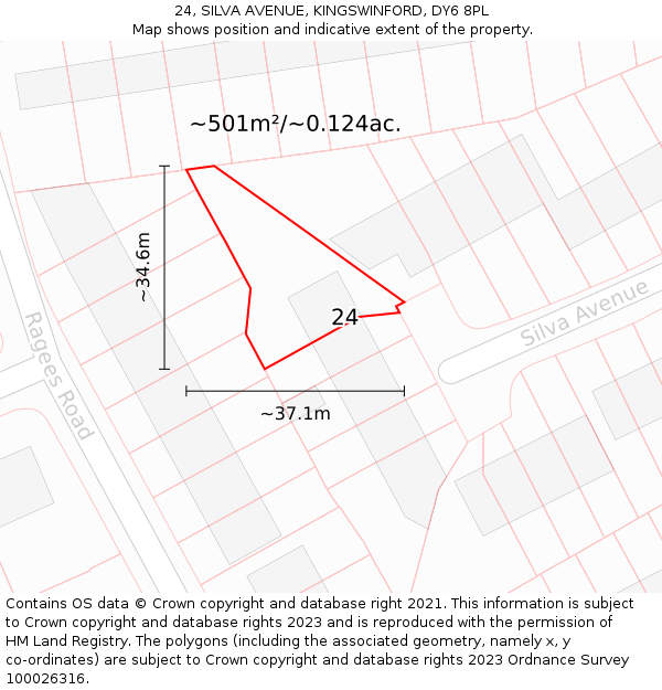 24, SILVA AVENUE, KINGSWINFORD, DY6 8PL: Plot and title map