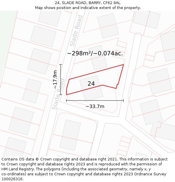 24, SLADE ROAD, BARRY, CF62 9AL: Plot and title map