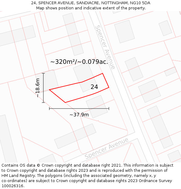 24, SPENCER AVENUE, SANDIACRE, NOTTINGHAM, NG10 5DA: Plot and title map