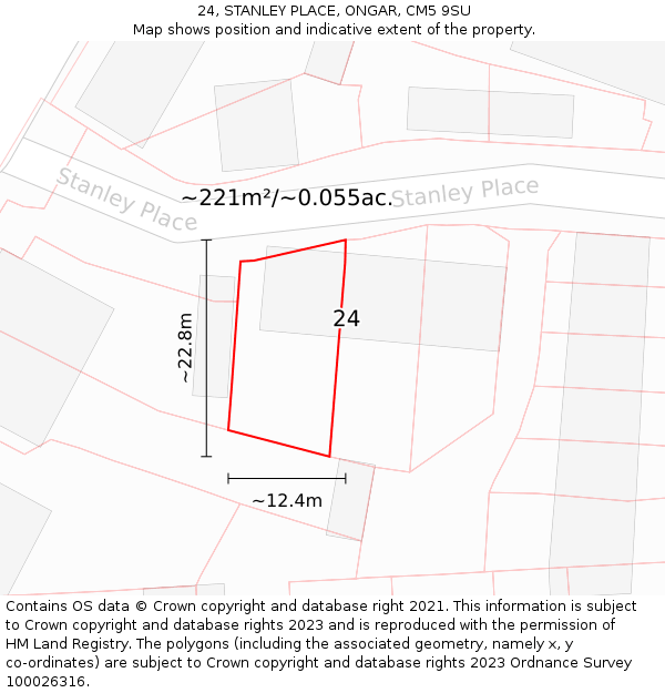 24, STANLEY PLACE, ONGAR, CM5 9SU: Plot and title map