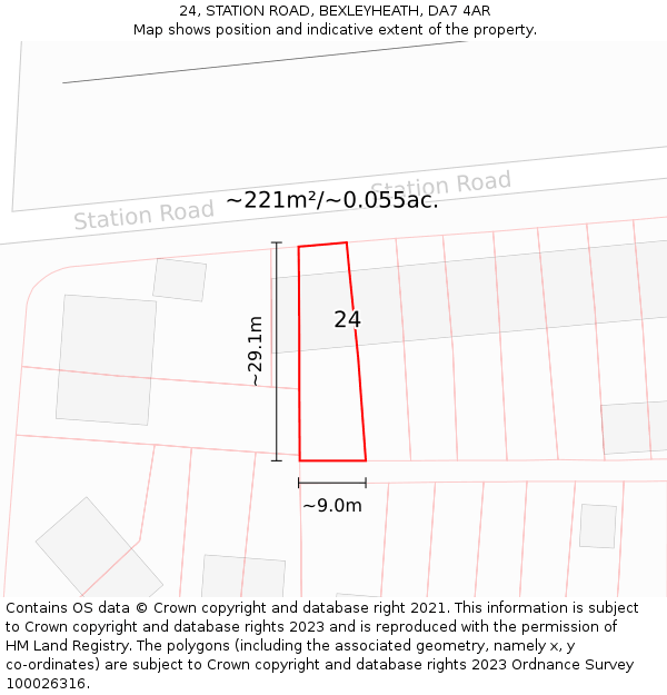 24, STATION ROAD, BEXLEYHEATH, DA7 4AR: Plot and title map