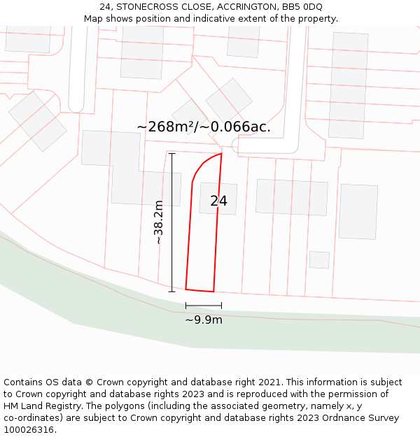 24, STONECROSS CLOSE, ACCRINGTON, BB5 0DQ: Plot and title map