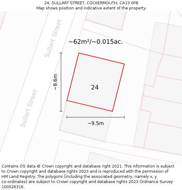 24, SULLART STREET, COCKERMOUTH, CA13 0FB: Plot and title map