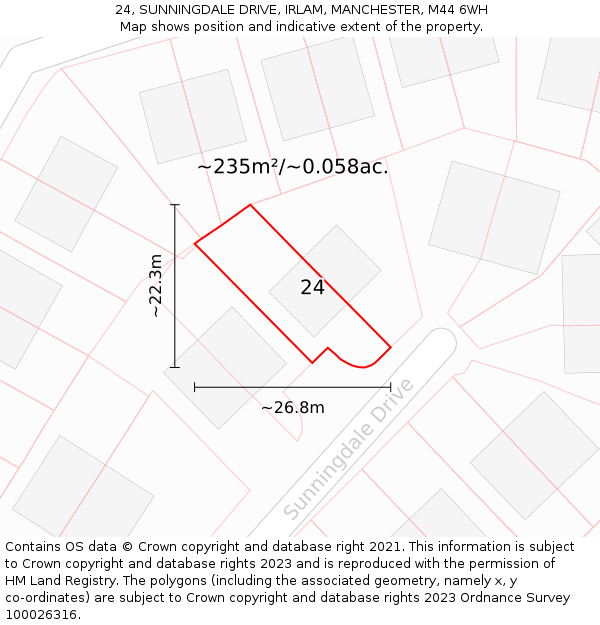 24, SUNNINGDALE DRIVE, IRLAM, MANCHESTER, M44 6WH: Plot and title map