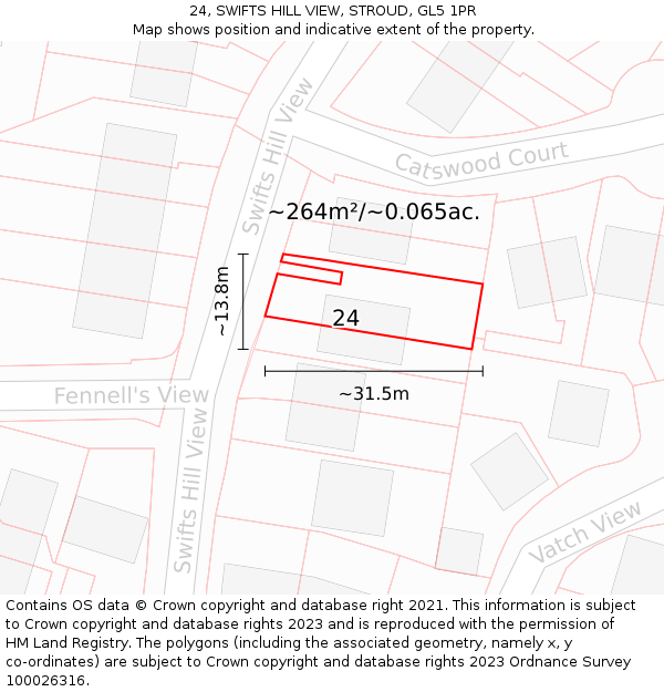 24, SWIFTS HILL VIEW, STROUD, GL5 1PR: Plot and title map