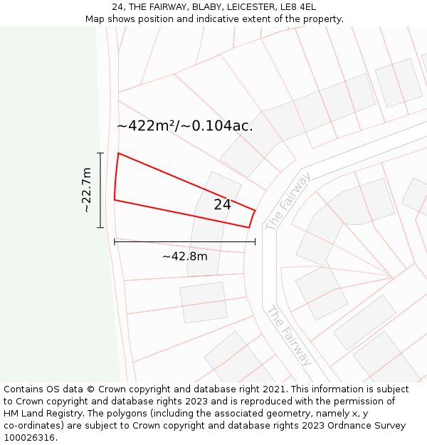 24, THE FAIRWAY, BLABY, LEICESTER, LE8 4EL: Plot and title map